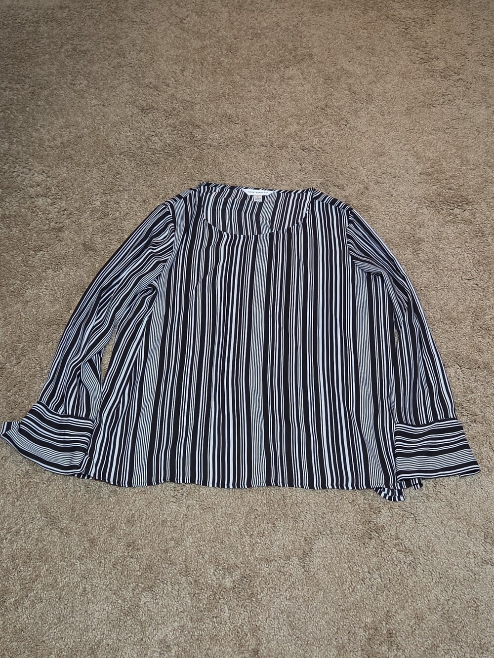 Counterparts Striped Blouse Women XL Black White Long Sleeve Top